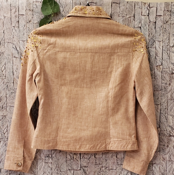 Just B Linen Sequined Jacket,Size S - Picture 2 of 10